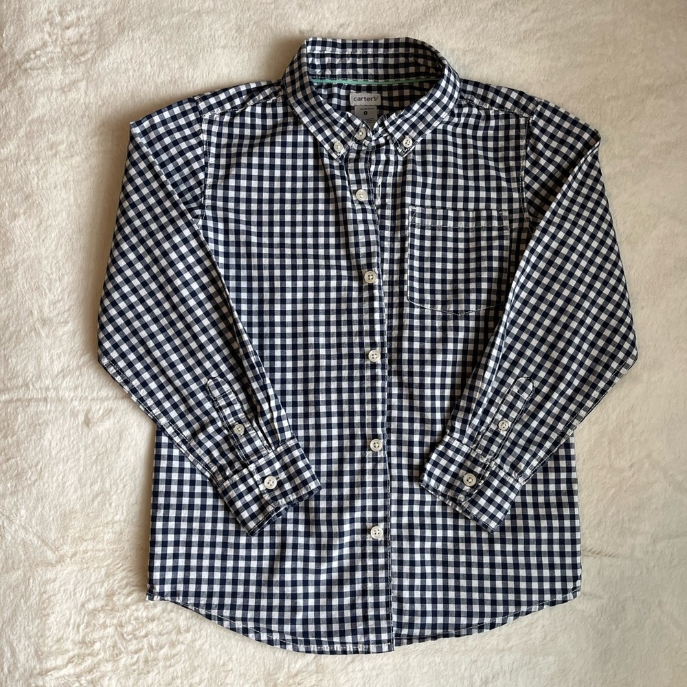 Checkered Kids Shirt - Blue and White